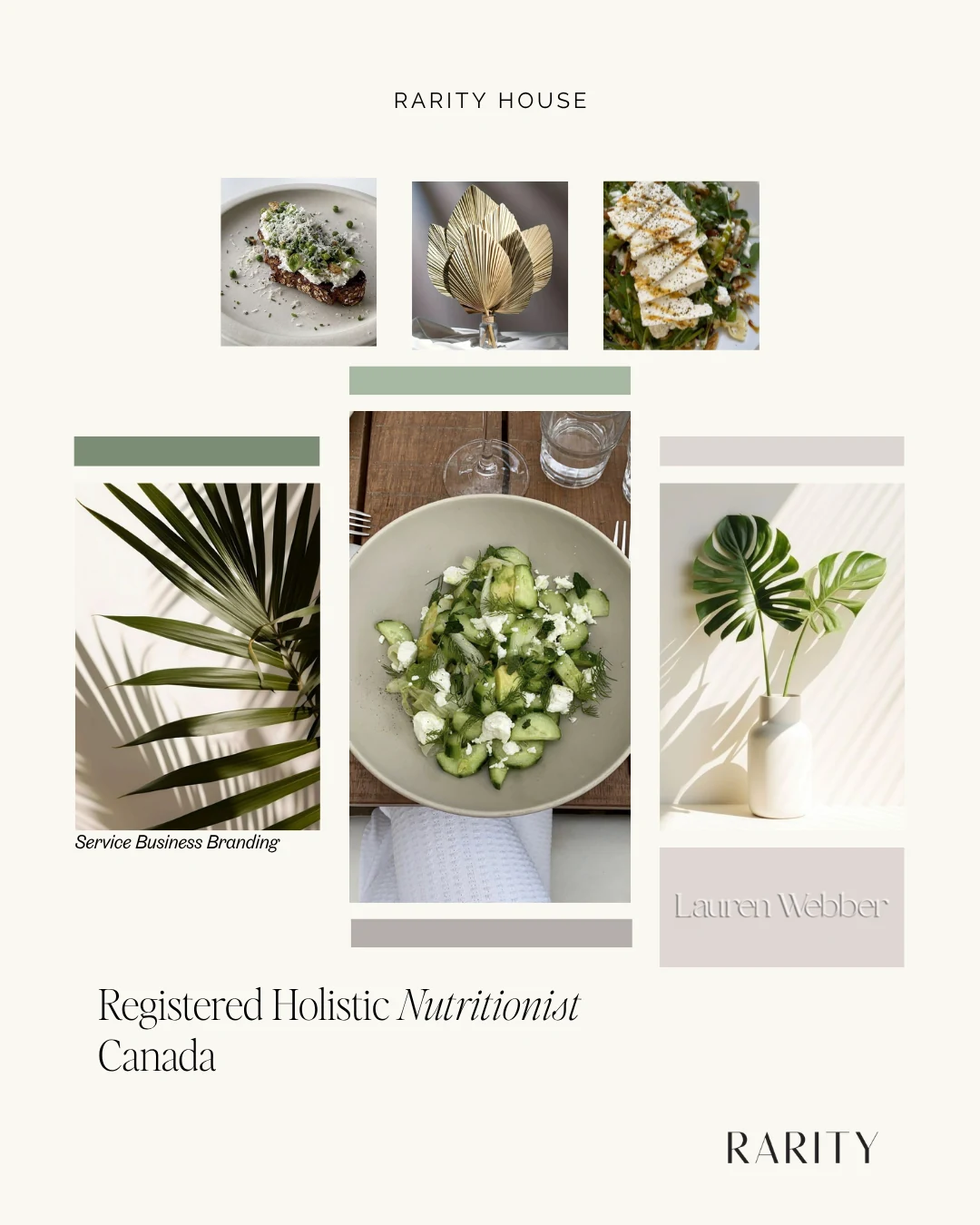 Lauren Webber service business branding case study — food photography, greens, and wordmark